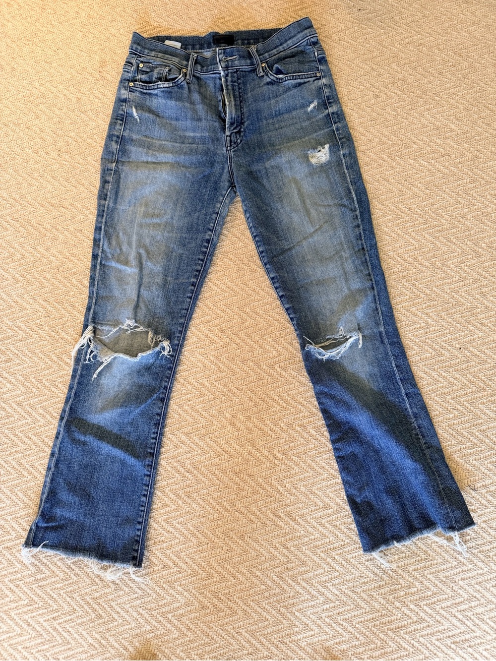 MOTHER The Insider Crop Fray Jeans Gypsy Wash 28